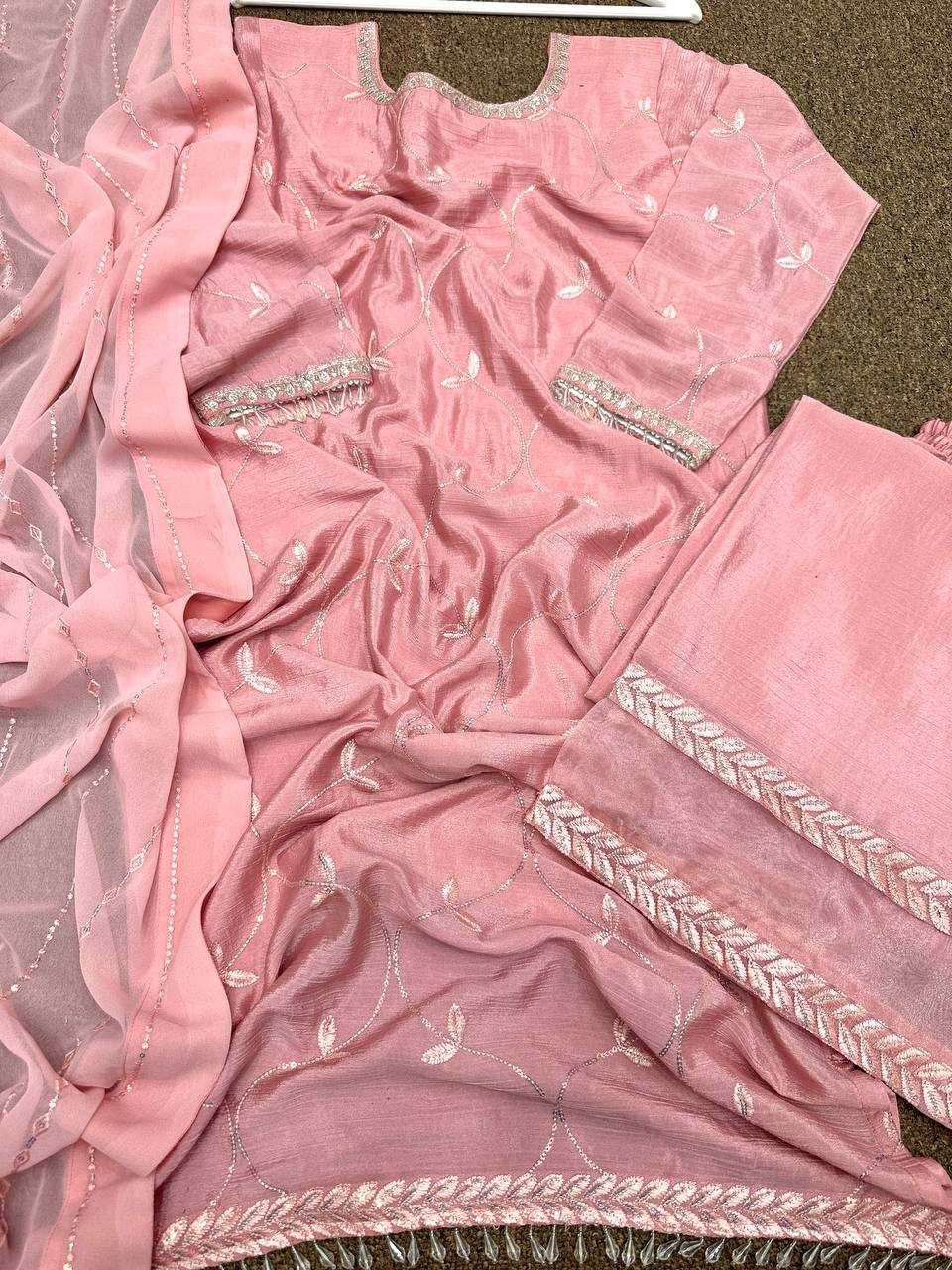 Chinon Silk Kesh157 1630 Suits & Dresses Islamic Clothing  Pakistani Embroidery Ladies Silk Suits