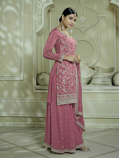 Chinon Silk Kesh157 1667 Suits & Dresses  Embroidery Palazzo Ladies Silk Ladies Paarty Wear Zari Work Suits