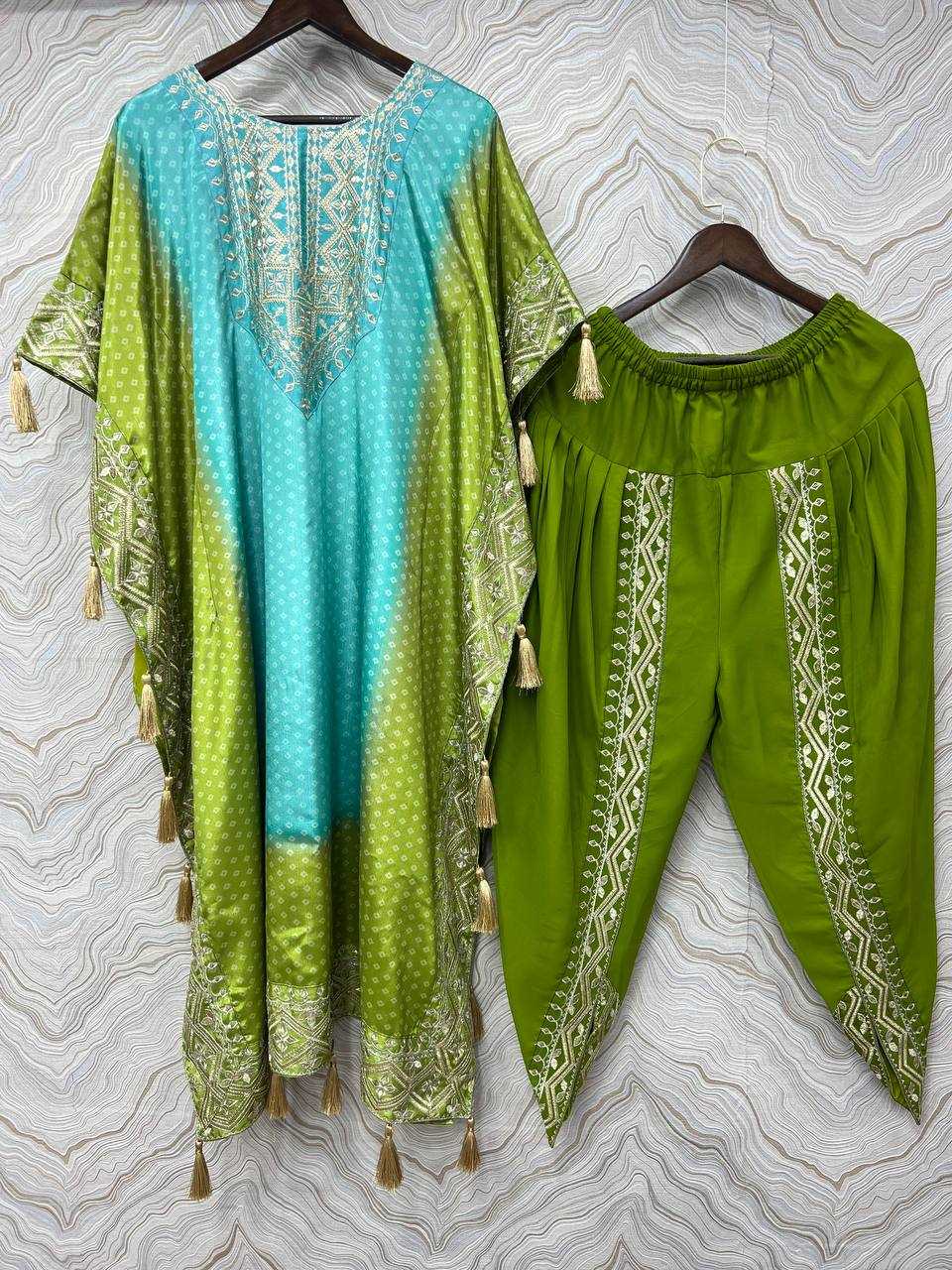 Chinon Silk Kesh157 1669 Suits & Dresses Islamic Clothing  Kaftans Embroidery Ladies Silk Ladies Party Wear Suits