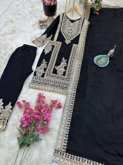 Chinon Silk Kesh158 8996 Suits & Dresses Islamic Clothing  Pakistani Embroidery Ladies Silk Zari Work Suits