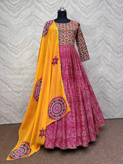 Chinon Silk Kesh159 1300 Gowns  Printed Embroidery Anarkali Long Gowns