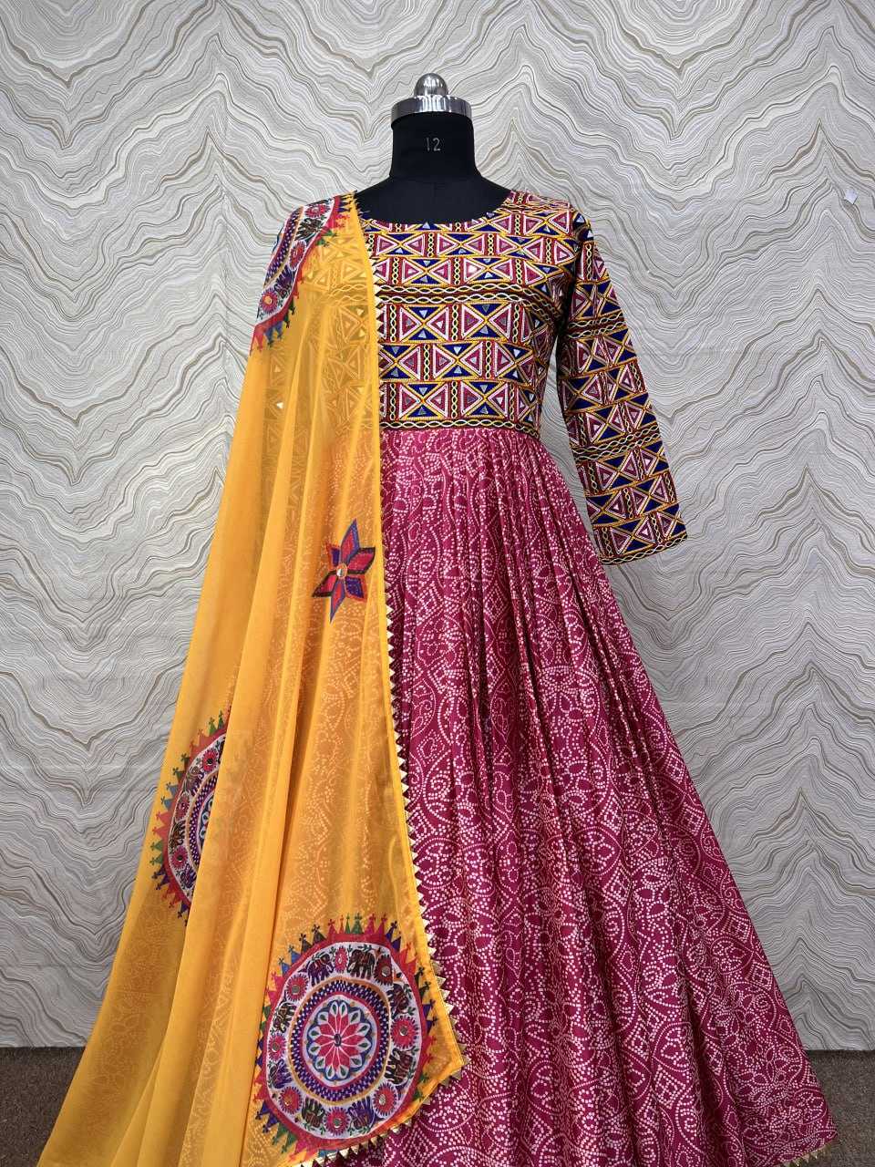 Chinon Silk Kesh159 1300 Gowns  Printed Embroidery Anarkali Long Gowns