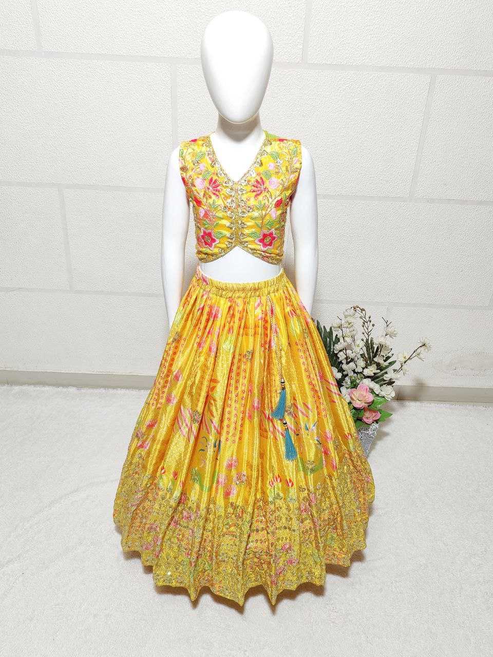 Chinon Silk Kesh168 Mnt05 Kids Wear  Kids Lehenga Kids Ethnic Wear Kids Traditional Outfits Kids Lehenga Choli Kids Festive Wear Kids Wedding Outfits