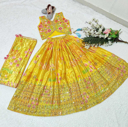 Chinon Silk Kesh168 Mnt05 Kids Wear  Kids Lehenga Kids Ethnic Wear Kids Traditional Outfits Kids Lehenga Choli Kids Festive Wear Kids Wedding Outfits