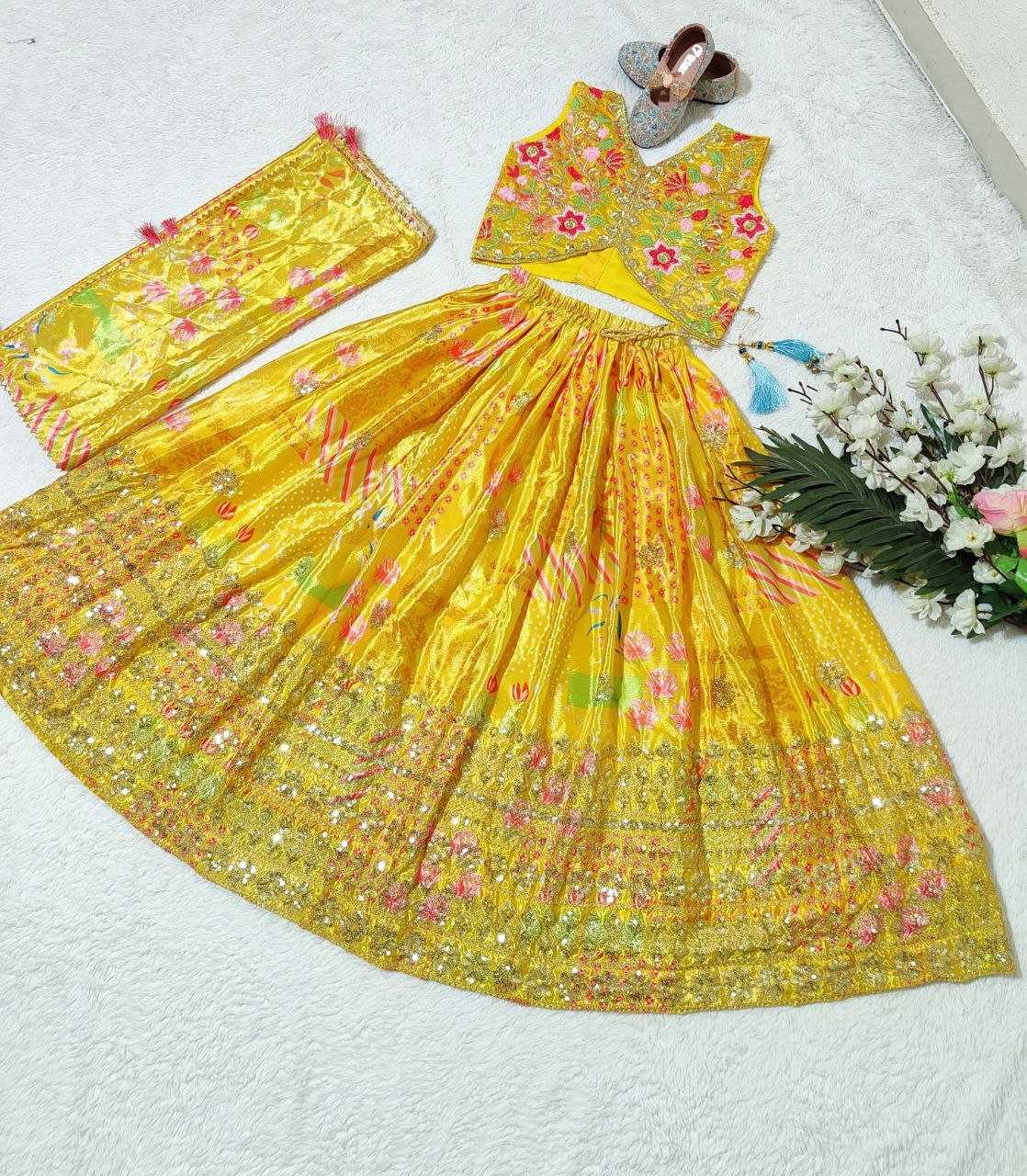 Chinon Silk Kesh168 Mnt05 Kids Wear  Kids Lehenga Kids Ethnic Wear Kids Traditional Outfits Kids Lehenga Choli Kids Festive Wear Kids Wedding Outfits