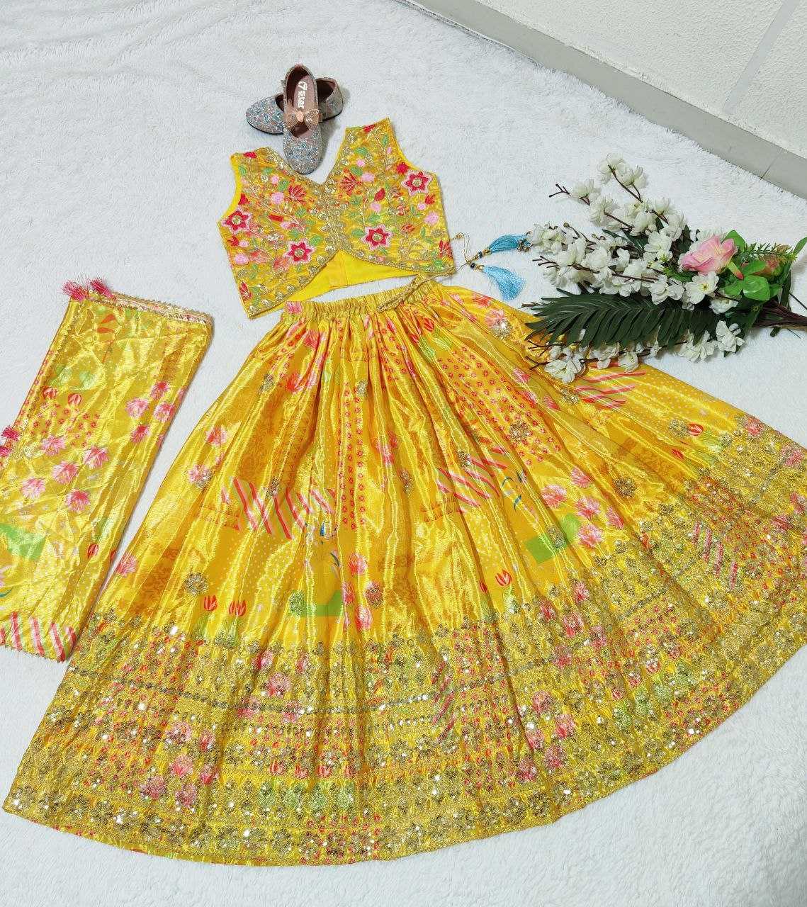 Chinon Silk Kesh168 Mnt05 Kids Wear  Kids Lehenga Kids Ethnic Wear Kids Traditional Outfits Kids Lehenga Choli Kids Festive Wear Kids Wedding Outfits