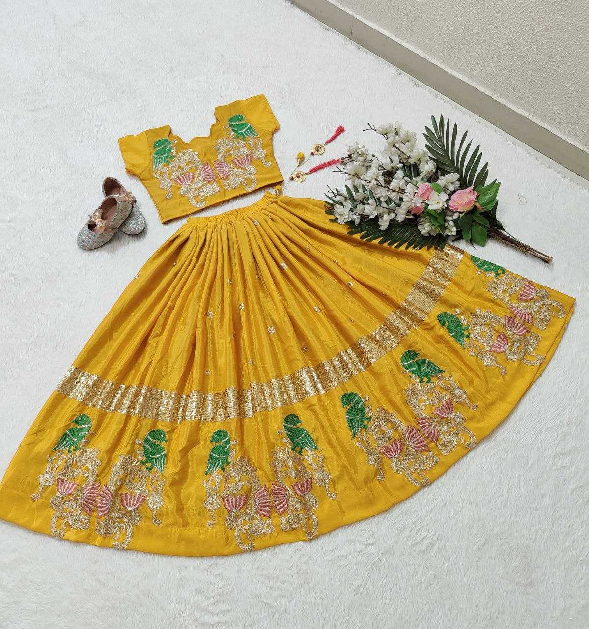 Chinon Silk Kesh168 Mnt11 Kids Wear  Kids Lehenga Kids Ethnic Wear Kids Traditional Outfits Kids Lehenga Choli