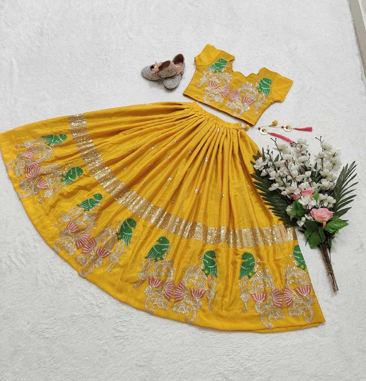 Chinon Silk Kesh168 Mnt11 Kids Wear  Kids Lehenga Kids Ethnic Wear Kids Traditional Outfits Kids Lehenga Choli