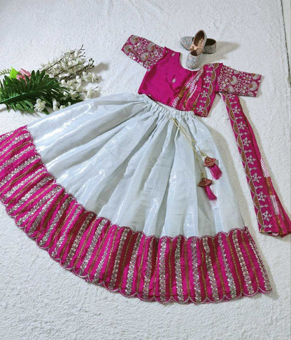 Chinon Silk Kesh168 Mnt24 Kids Weae  Kids Lehenga Kids Ethnic Wear Kids Traditional Outfits Kids Festive Wear