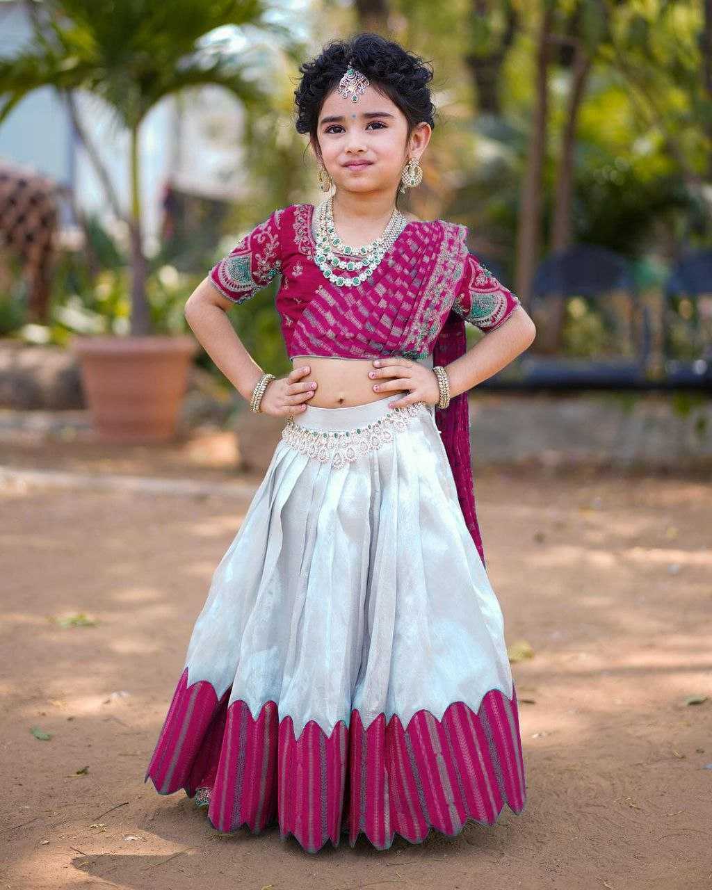 Chinon Silk Kesh168 Mnt24 Kids Weae  Kids Lehenga Kids Ethnic Wear Kids Traditional Outfits Kids Festive Wear