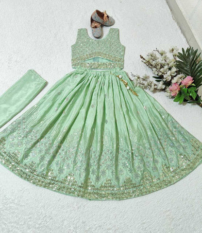 Chinon Silk Kesh168 Mnt33 Kids Wear  Kids Lehenga Kids Traditional Outfits Kids Lehenga Choli Kids Festive Wear Kids Wedding Outfits