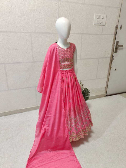 Chinon Silk Kesh168 Mnt33 Kids Wear  Kids Lehenga Kids Traditional Outfits Kids Lehenga Choli Kids Festive Wear Kids Wedding Outfits