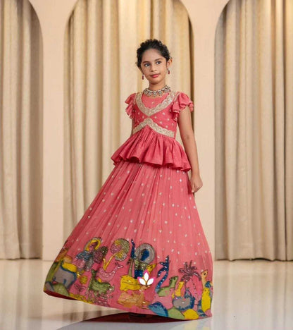 Chinon Silk Kesh168 Mnt36 Kids Wear  Kids Lehenga Kids Traditional Outfits Kids Festive Wear Kids Wedding Outfits Kids Diwali Clothes Kids Raksha Bandhan Outfits