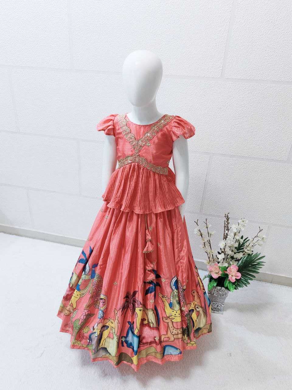 Chinon Silk Kesh168 Mnt36 Kids Wear  Kids Lehenga Kids Traditional Outfits Kids Festive Wear Kids Wedding Outfits Kids Diwali Clothes Kids Raksha Bandhan Outfits