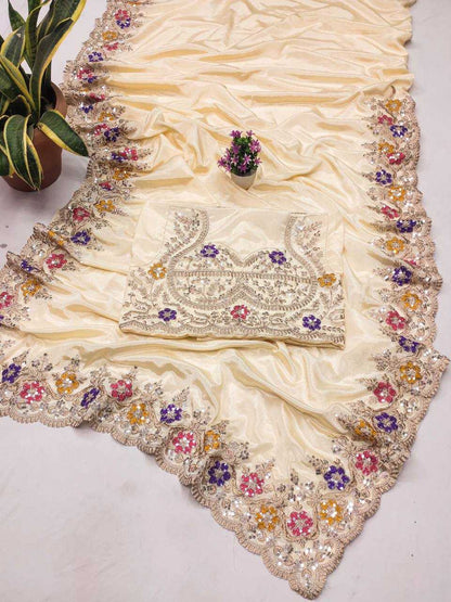 Chinon Silk Kesh169 1269 Sarees  Sequin Work Embroidered Cutwork Diwali Collections Sarees