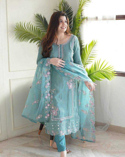 Chinon Silk Kesh169 616 Suits & Dresses  Ladies Embroidery Ladies Silk Suits