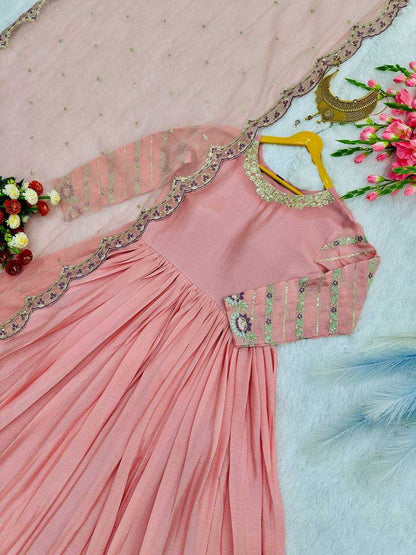 Chinon Silk Kesh169 621 Gowns  Embroidered Anarkali Long Diwali Collections Gowns