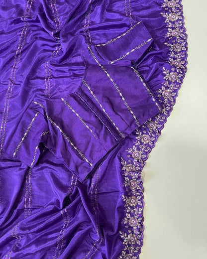 Chinon Silk Kesh189 Suhani-10 Sarees  Sequence Work Cutwork Silk Purple Sarees