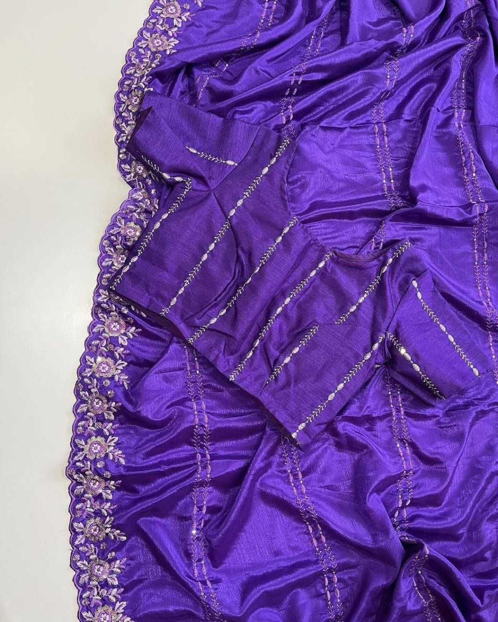 Chinon Silk Kesh189 Suhani-10 Sarees  Sequence Work Cutwork Silk Purple Sarees