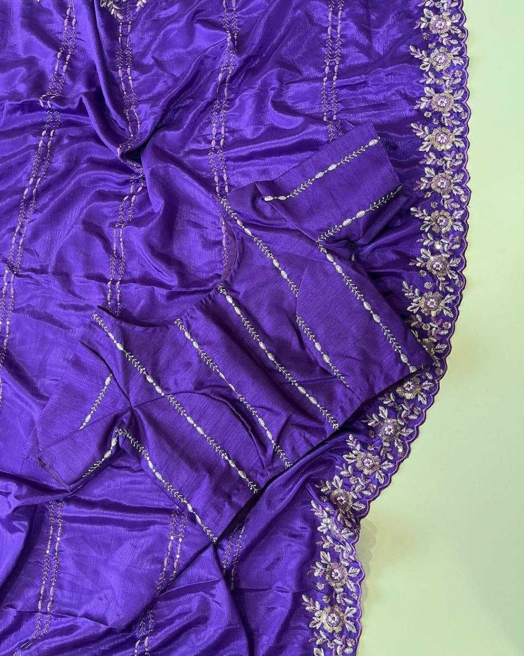 Chinon Silk Kesh189 Suhani-10 Sarees  Sequence Work Cutwork Silk Purple Sarees