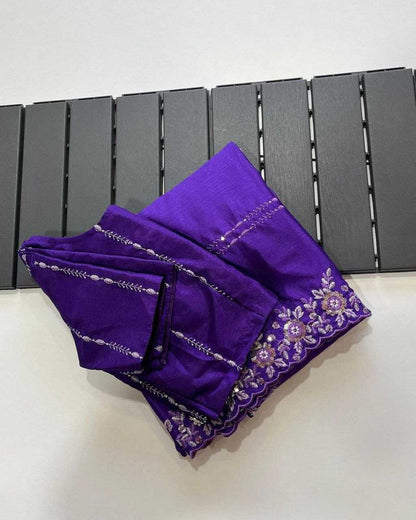 Chinon Silk Kesh189 Suhani-10 Sarees  Sequence Work Cutwork Silk Purple Sarees