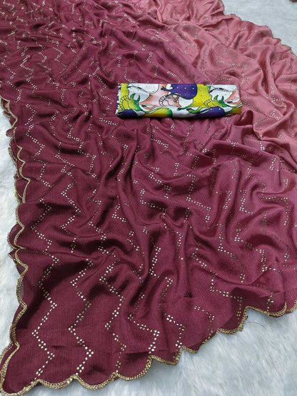 Chinon Silk Kesh189 Suhani-12 Sarees  Half And Half Work Cutwork Silk Sarees