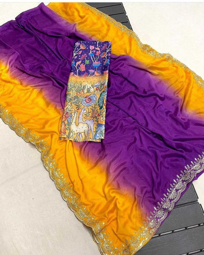 Chinon Silk Kesh189 Suhani-5 Sarees  Half And Half Lace Border Cutwork Zari Border Silk Sarees