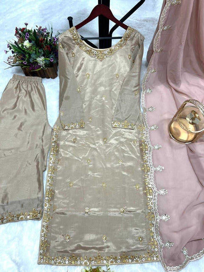 Chinon Silk Kesh227 1006 Suits & Dresses  Ladies Embroidered Ladies Silk Suits