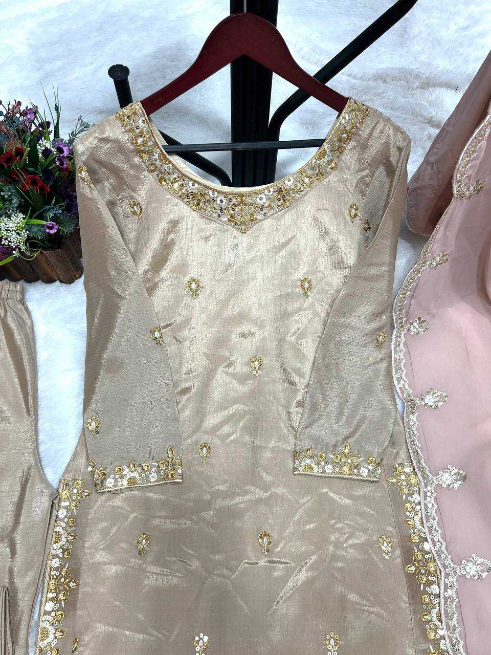 Chinon Silk Kesh227 1006 Suits & Dresses  Ladies Embroidered Ladies Silk Suits