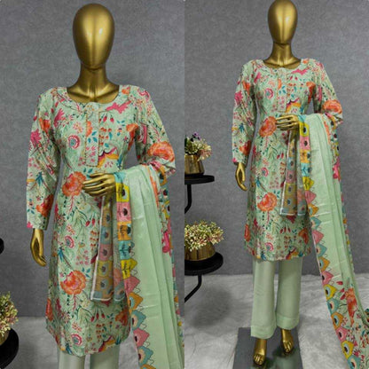 Chinon Silk Kesh227 1010 Suits & Dresses  Ladies Printed Ladies Silk Long Kurtis Suits