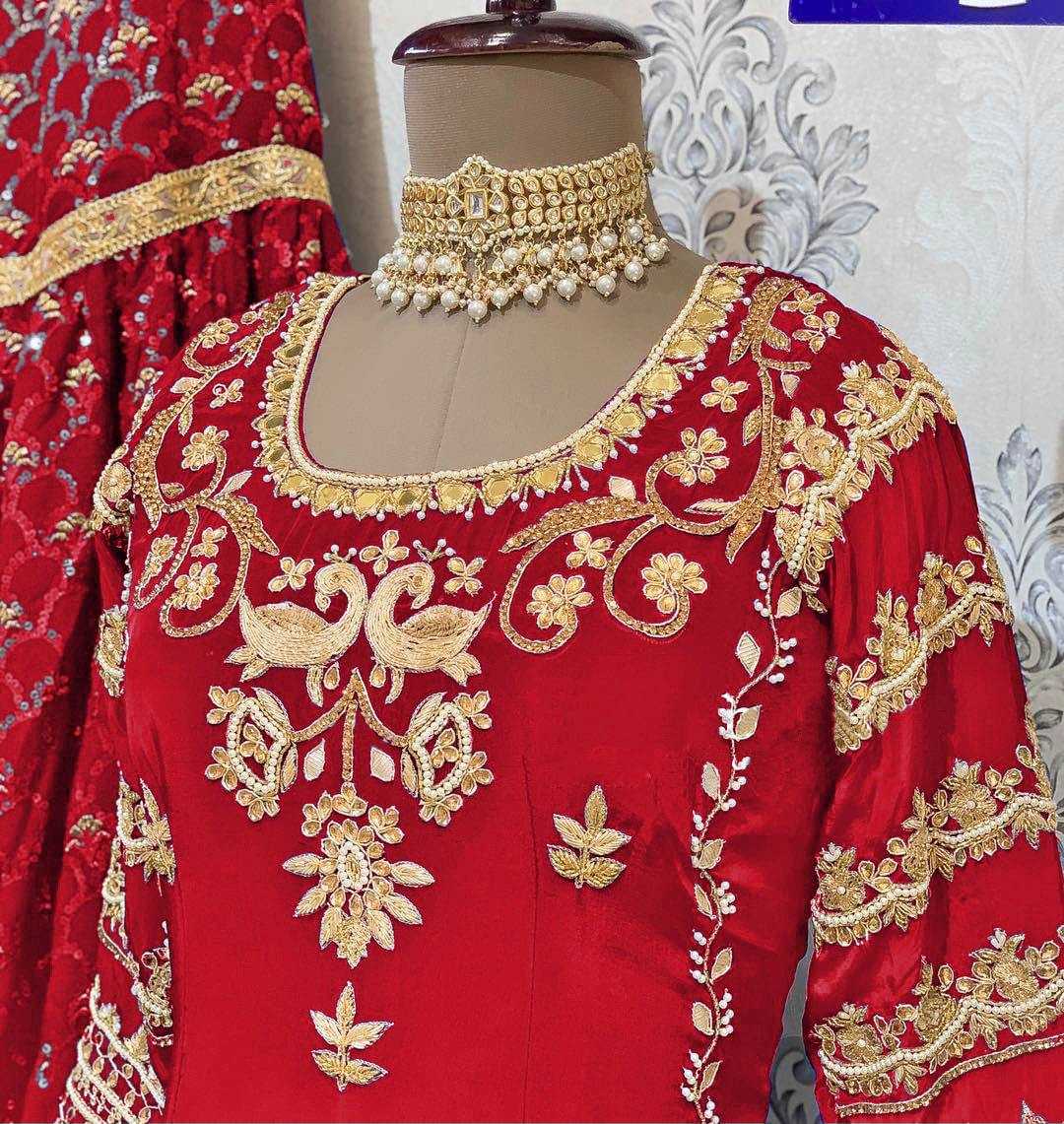 Chinon Silk Kesh227 1016 Suits & Dresses  Sharara Salwar Embroidery Ladies Silk Wedding Silk Suits