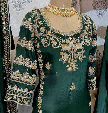 Chinon Silk Kesh227 1016 Suits & Dresses  Sharara Salwar Embroidery Ladies Silk Wedding Silk Suits