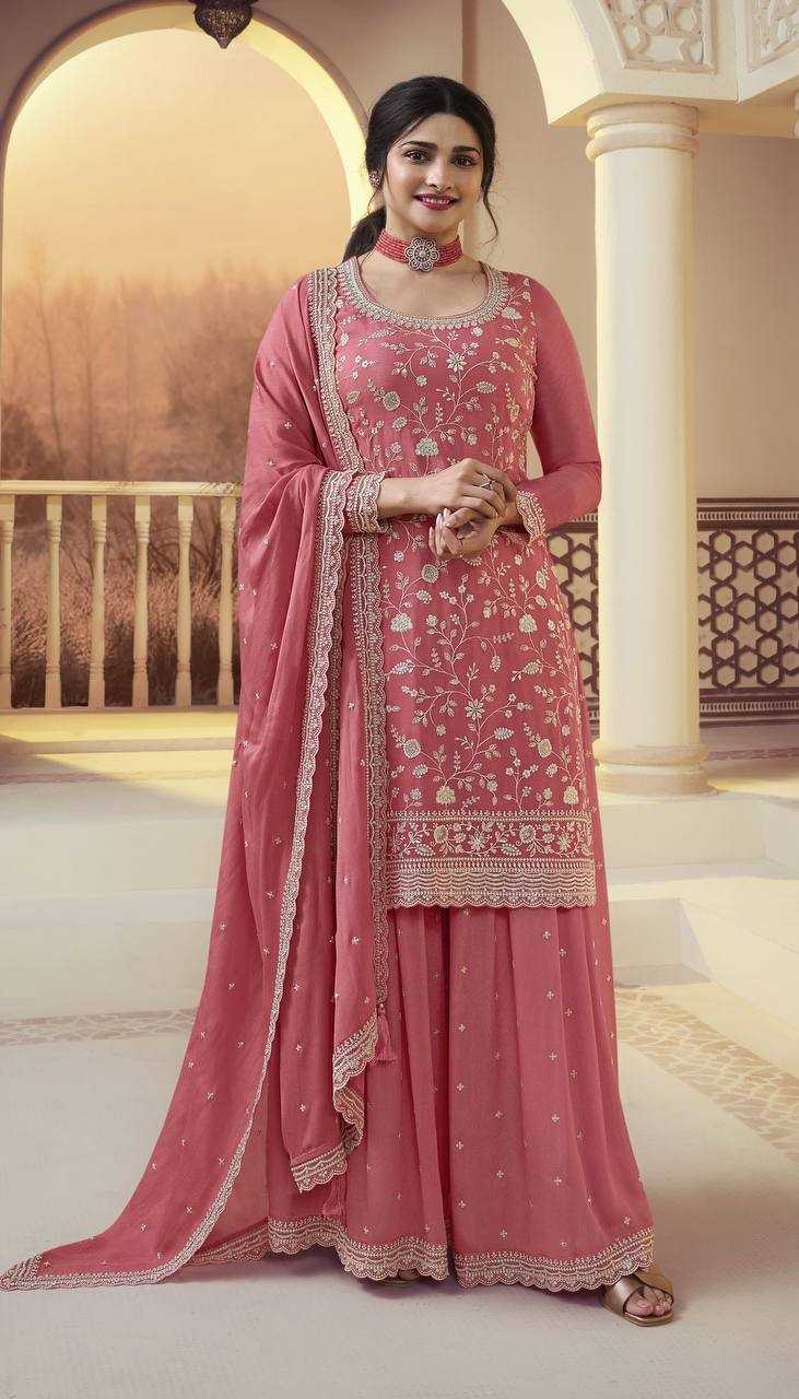 Chinon Silk Ksb 66846 Suits & Dresses  Sharara Salwar Embroidery Semi Stitched Suits