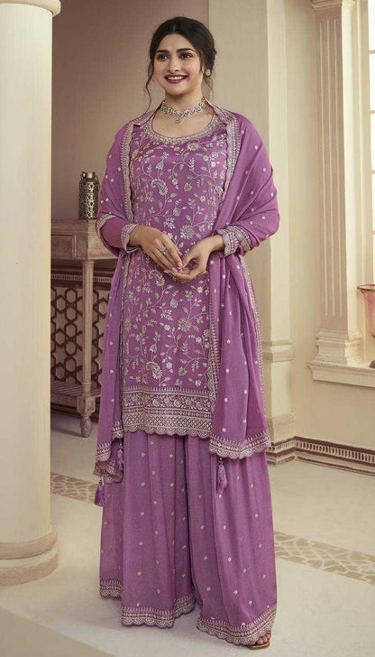 Chinon Silk Ksb 66846 Suits & Dresses  Sharara Salwar Embroidery Semi Stitched Suits