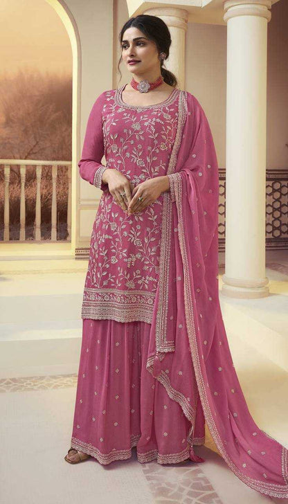 Chinon Silk Ksb 66846 Suits & Dresses  Sharara Salwar Embroidery Semi Stitched Suits