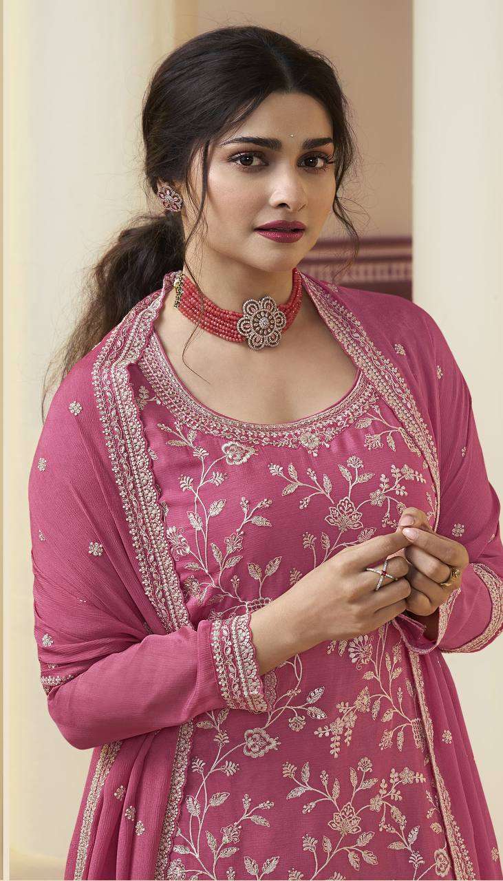 Chinon Silk Ksb 66846 Suits & Dresses  Sharara Salwar Embroidery Semi Stitched Suits