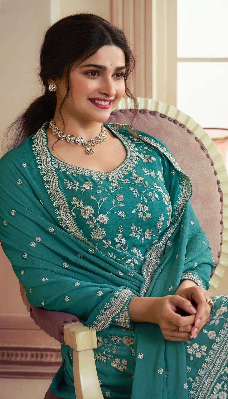 Chinon Silk Ksb 66846 Suits & Dresses  Sharara Salwar Embroidery Semi Stitched Suits