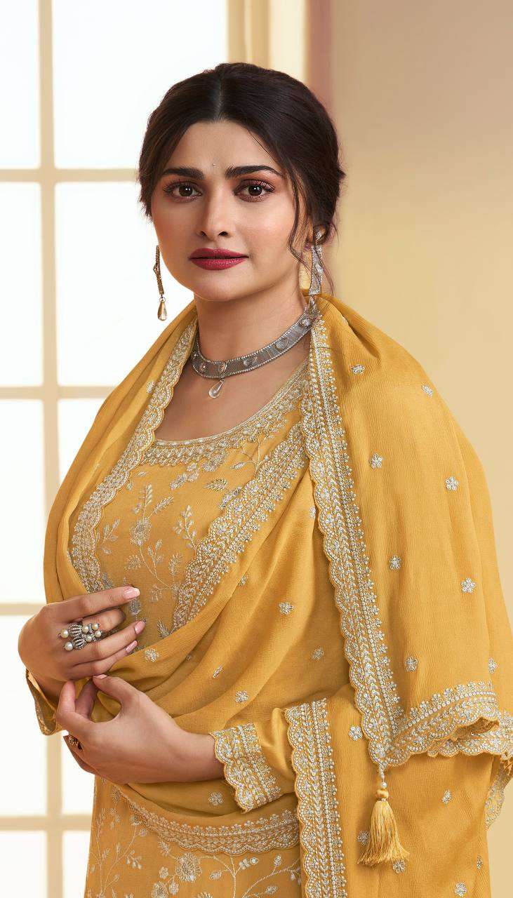 Chinon Silk Ksb 66846 Suits & Dresses  Sharara Salwar Embroidery Semi Stitched Suits