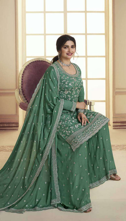 Chinon Silk Ksb 66846 Suits & Dresses  Sharara Salwar Embroidery Semi Stitched Suits