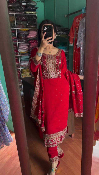 Chinon Silk Rad 163 Suits  Ladies Pakistani Embrodery Suits