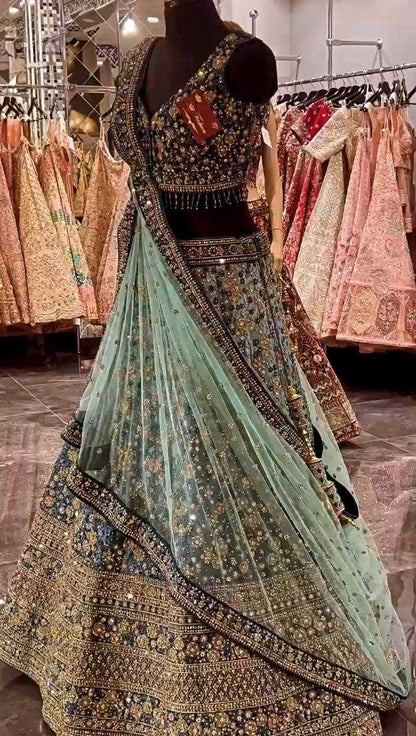 Chinon Silk Rin108 1641 Lehengas  Designer Traditional Embroidered Lehengas