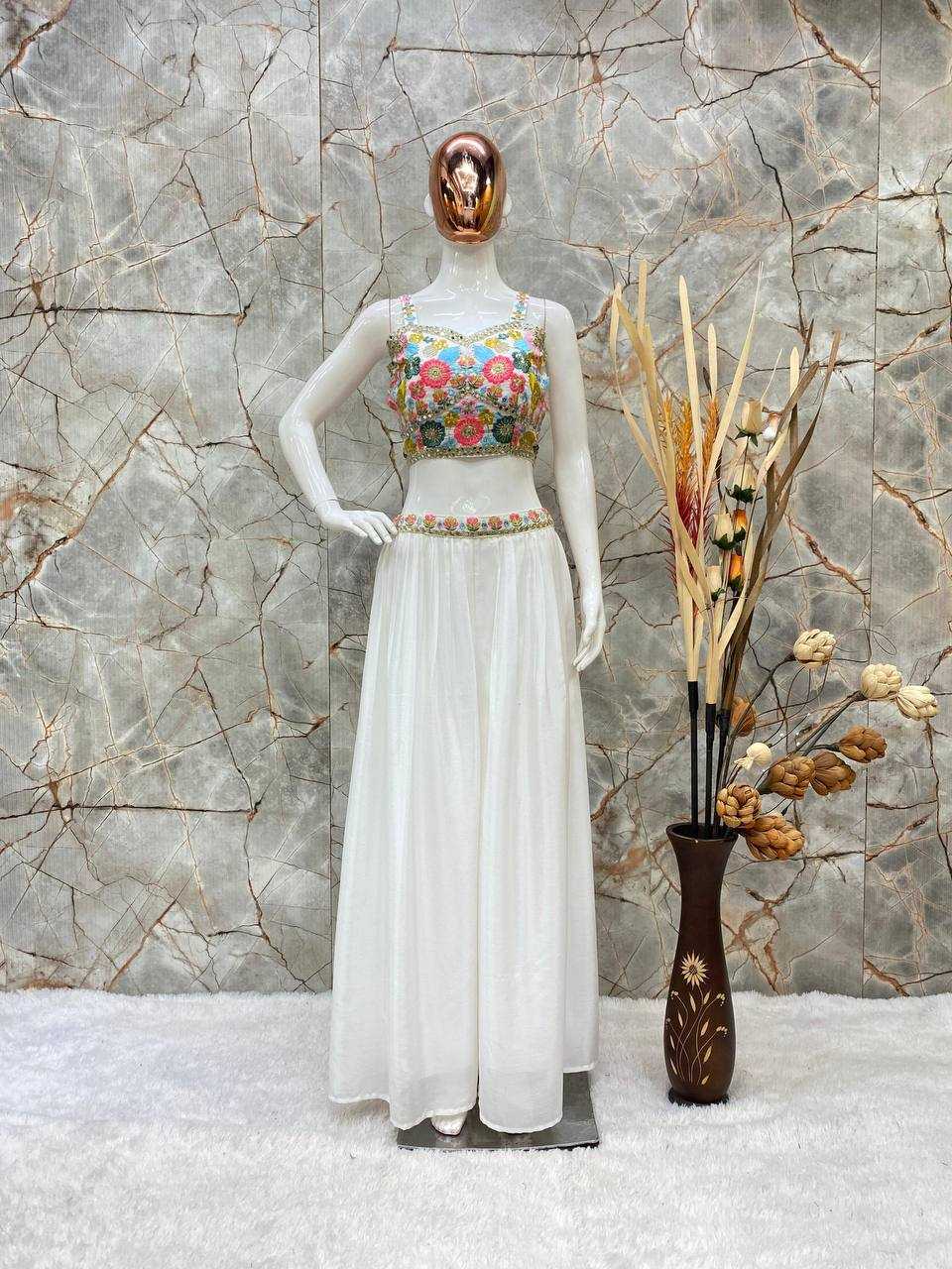 Chinon Silk Rin141 1884 Suits & Dresses  Indo Western Dresses Embroidery Ladies Silk Ladies Party Wear Suits