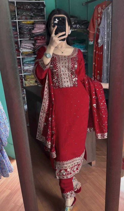 Chinon Silk Rkf 3103 Suits & Dresses  Ladies Pakistani Embroidery Suits