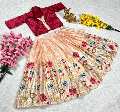 Chinon Silk Rrkt Coat  Kids Lehengas