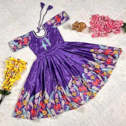 Chinon Silk Rrkt Kalamakri Kids Wear  Kids Gowns