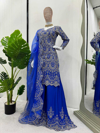 Chinon Silk Rin169 5741-B Suits & Dresses  Ladies Sharara Salwar Palazoo Suits