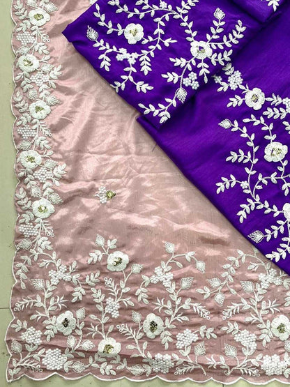 Chinon Silk Rvl 41 Sarees  Fancy Embroidery Sarees