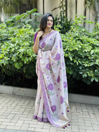 Cotton Ant 56 Sarees  Printed Cotton Linen Ladies Sarees