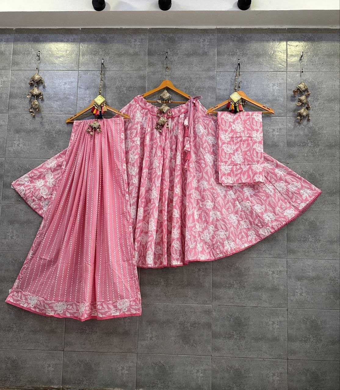 Cotton Cambric Kesh179 Ahb68 Lehengas  Printed Chaniya Choli Simple Lehengas