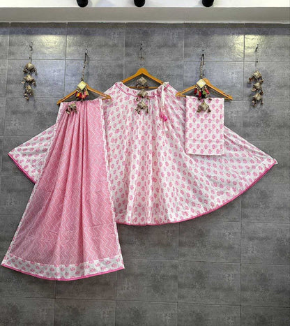 Cotton Cambric Kesh179 Ahb68 Lehengas  Printed Chaniya Choli Simple Lehengas